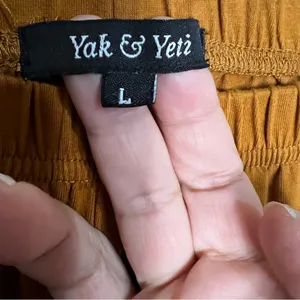 Yak N Yeti Rust Orange Pull On Boho Bell‎ Bottom Flare Asymetrical Hem Pants thumbnail 6