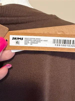 NWT Skims Heavy cotton jersey oversized long sleeve tee size xs espresso thumbnail 2