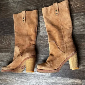 UGG Tan Heeled Suede Boots thumbnail 3