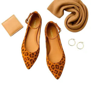 Reden Leopard Print Calf Hair Pointed Toe Ankle Strap Ballet Flats Women’s EU 39 thumbnail 3
