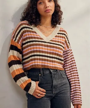 Urban‎ Outfitters BDG Mixed Stripe V Neck Sweater thumbnail 1