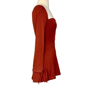OH POLLY AMRYN Long Sleeve A-Line Mini Dress in Brick Sexy Inner Bodysuit Sz 2 thumbnail 7