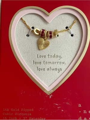 a new day Gold Heart Pendant Necklace with Red Bead Accents thumbnail 4