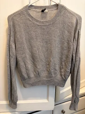 H&M Light Gray Crewneck Knit Sweater XS thumbnail 5