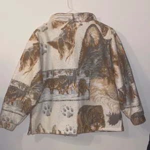 Vintage 90’s Handmade Billie Rhodes Western Shacket w Wolves Pattern Size Small thumbnail 6