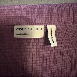 ASOS DESIGN crinkle textured ruched front shirt purple size 12 thumbnail 5