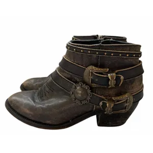 Circle G Distressed Leather Zip Ankle Western Boots Style P5101 Women's Size 7.5 thumbnail 2