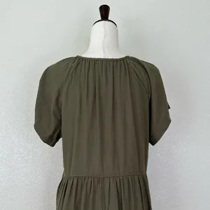 Universal Threads Linen Blend Olive Green Short Sleeves Shift Dress, Sz Large thumbnail 9