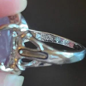 Purple amethyst gemstone S925 silver ring size 5.25 thumbnail 8