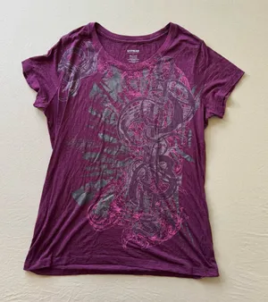 Express Cyber Grunge Affliction Style Graphic Tee thumbnail 1