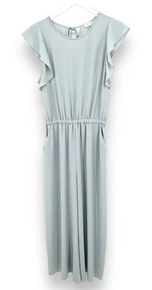 Aritzia Wilfred fleurette jumpsuit womens M ruffle sleeve cropped wide leg gray thumbnail 1