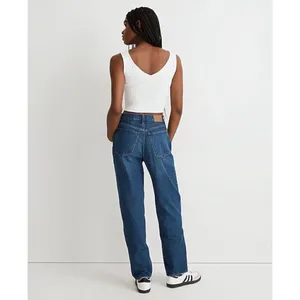 Madewell Jeans‎ Size 23 Indigo Dark Worn High Rise Baggy Straight Leg Minimalist thumbnail 11