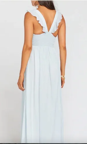 Show Me Your Mumu June Maxi Chiffon Bridesmaid Dress, Color: Icy Blue thumbnail 3