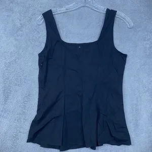 J‎ Crew Top Womens 2 Black Button Up Peplum Sleeveless Square Neck Cotton CK740 thumbnail 5