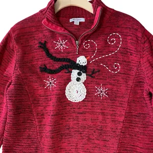 VINTAGE PBJ SPORT Embroidered Snowman Sweater thumbnail 4