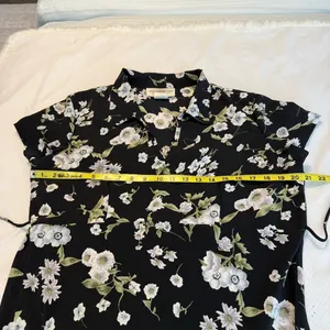Vintage 90s B Moss Dark Floral Maxi Dress Women’s 13/14 Short Sleeve Collar thumbnail 11