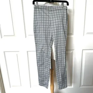 Uniqlo grey check  cropped drawstring pants thumbnail 2