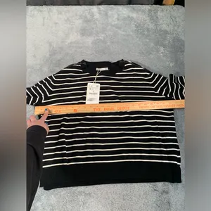 NWT Zara knit Black and White Striped Sweater medium thumbnail 5