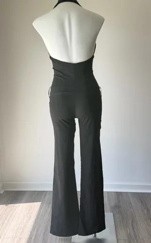 Vintage Luly K Black Belted Halter Jumpsuit thumbnail 8