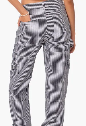 Edikted Striped Pants Cargo thumbnail 2