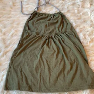 Poor Pitiful Pearl Army Green Cotton Tie Neck Halter Top Handmade Size S. thumbnail 5