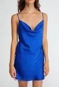 PacSun Blue Satin Cowl Neck Dress thumbnail 2