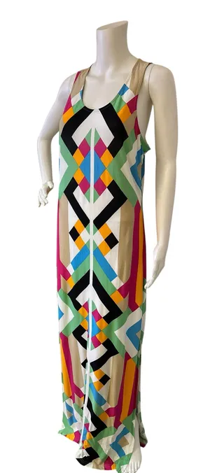 Venus Multicolor Geometric Maxi Dress - Sleeveless Scoop Neck thumbnail 1