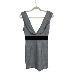 Shein X Women's Plaid Mini Dress Deep V‎ Back Zip Black Waistband XS New thumbnail 5
