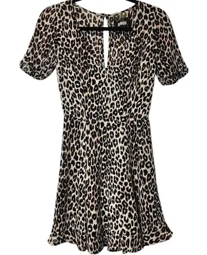 Reformation Leopard Print Short Sleeve V-Neck‎ Mini Dress 2 thumbnail 1