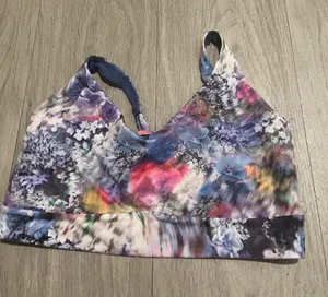 Athleta Floral Multicolor Padded Sports Bralette - Blue Pink Purple thumbnail 1