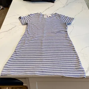 Sail to Sable Striped Casual Dress in Blue and White thumbnail 4