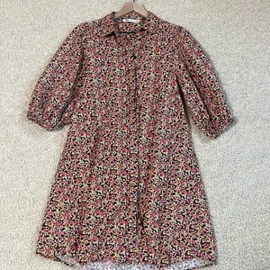 ZARA NWOT Micro Floral Print Balloon Sleeve dress size small thumbnail 1