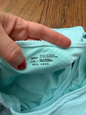 aerie Light Aqua Cutout One-Piece Swimsuit Size Large thumbnail 3
