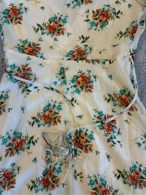 Women’s Altar’d State Floral Wrap Midi Dress in Ivory with Orange Blooms Size XS thumbnail 7