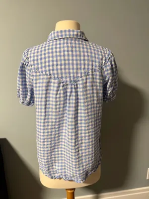 Pilcro Linen Blue Gingham Button Down Shirt thumbnail 2