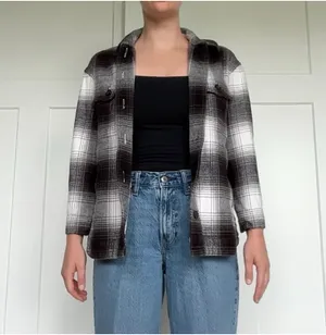 Madewell twill flannel shirt-jacket in windowpane plaid thumbnail 4