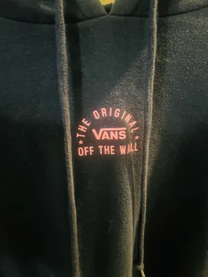 Navy blue Cropped Vans hoodie with pink logo thumbnail 2