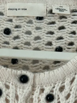Anthropologie Sleeping on Snow Tea for Two Crochet Yoke Beaded Button Cardigan thumbnail 4