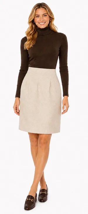 Vintage ‘90s LA City Paris Beige Linen Blend Knee Length Pencil Skirt thumbnail 1