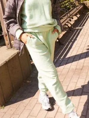 Green ribbed Fleece High Waist Jogger thumbnail 5