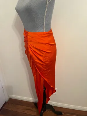 Oh Polly Bright Orange Satin Skirt with a Top thumbnail 2