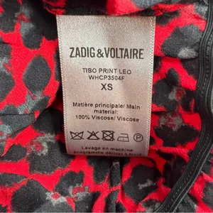 Zadig‎ & Voltaire Tibo Print Leo Ruffle Leopard Cheetah Top red XS thumbnail 7