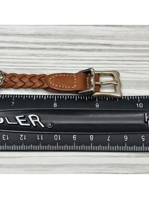 Vintage Brighton Southwestern Western Concho Braided Brown Leather Bracelet 9" thumbnail 10