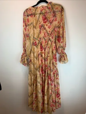 Free People floral maxi dress sz SP wedding guest fall preppy old money boho thumbnail 5