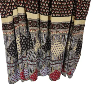 Vintage Sag Harbor Crinkle Tribal Broomstick Pleated A-Line Midi Skirt Large thumbnail 4