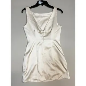 ASTR the Label Alisanne Satin Boat-Neck Bow Sleeveless Mini Dress Cream Small thumbnail 9