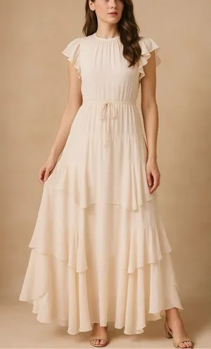 Love Shack Fancy Coquette Ruffle Tiered Maxi Dress Medium Ivory Romantic Bridal thumbnail 1
