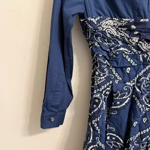 NWT $148 Anthropologie x Holding Horse Flared Bandana Side-Zip Shirt Dress 0 thumbnail 12