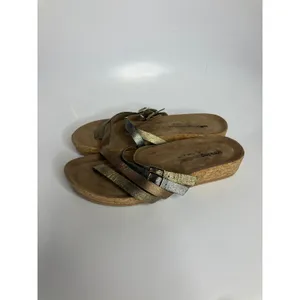 Walking Cradles Wedge‎ Sandals Womens 9W Metallic Gold Silver Bronze Strappy thumbnail 8
