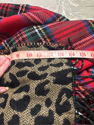 Maurices Blanket Scarf Reversible Red Plaid Cheetah Print New Pashmina Shawl thumbnail 5